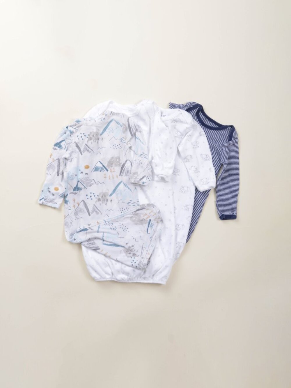 Baby Night Gown Pajama Jersey Knit Cotton 4 Piece Bundle 0 - 3 Months